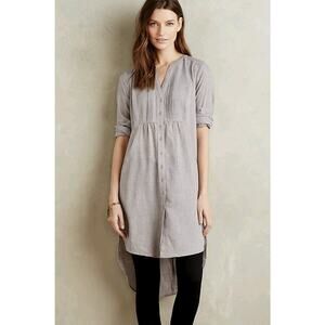 NEW Anthropologie Sojourn Long Sleeve Tunic By Vanessa Virginia $118 Sz 4 Gray